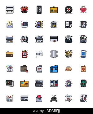 Bundle stratégique avec 42 icônes vectorielles représentant Card in Line Filled format, optimisé avec la haute résolution Pixel qualité optimisée pour profess Illustration de Vecteur
