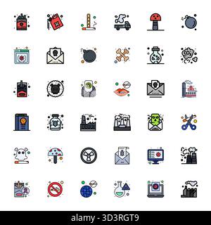 Découvrez un ensemble de 36 icônes vectorielles remplies de Flat Line conçues pour le thème nuisible, avec 128x128 Detail Enhanced Designs idéales pour les pro UI / UX modernes Illustration de Vecteur