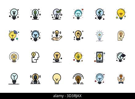 Collection premium de 24 icônes vectorielles remplies de ligne pour une idée lumineuse, méticuleusement conçue en détail haute résolution résolution améliorée pour un vis supérieur Illustration de Vecteur