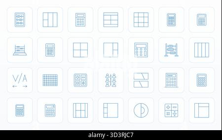 Paquet complet de 28 icônes vectorielles sur le thème de la Division, présentant la conception Thin Line en 64x64 PIXELS DE qualité parfaite pour les interfaces modernes. Illustration de Vecteur