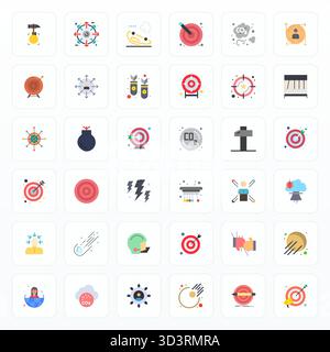 Professionnellement conçu 36 icônes vectorielles dans Flat, capturant l'essence de l'impact avec 64x64 affichage précision parfaite pour la conception d'interface utilisateur. Illustration de Vecteur