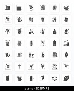 Ultime collection de 42 icônes vectorielles représentant Juice in Glyph Aesthetic, optimisée avec 256x256 Pixel résolution optimisée pour un impact maximal. Illustration de Vecteur