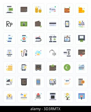 Collection artisanale avec 42 icônes vectorielles plates pour les banques, optimisées en haute résolution Grid résolution ajustée pour des expériences numériques premium Illustration de Vecteur