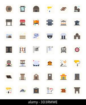 Un ensemble dynamique de 42 icônes vectorielles à plat, adapté pour l'extérieur avec Retina Ready Detail qualité améliorée adaptée aux produits numériques. Illustration de Vecteur