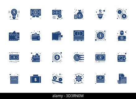 Ensemble sophistiqué de 24 icônes vectorielles remplies pour Cashflow, conçu avec une clarté optimisée 64x64 Pixel pour les applications professionnelles. Illustration de Vecteur