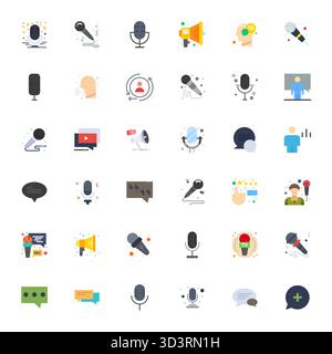 Collection contemporaine de 36 icônes vectorielles représentant le commentaire en esthétique plate, avec 128x128 PIXELS résolution parfaite pour applicatio moderne Illustration de Vecteur