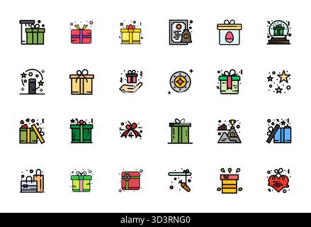 Ensemble sophistiqué de 24 icônes vectorielles remplies de ligne pour Bonus, conçu avec une clarté modifiable 256x256 pour les applications professionnelles. Illustration de Vecteur