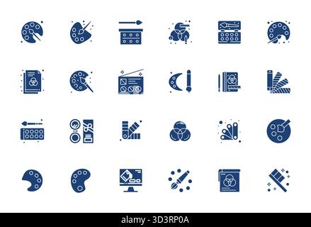 Pack de pointe avec des icônes vectorielles alignées 24 pixels inspirées par palette, créées en format rempli à haute résolution pour la prochaine génération de i Illustration de Vecteur