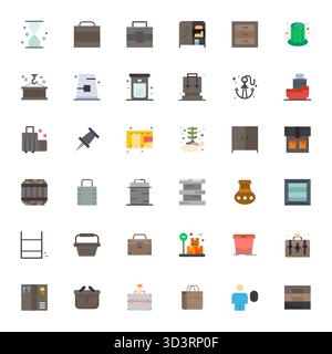 Améliorez vos projets avec 36 icônes vectorielles plates sur le thème du maintien, avec 128x128 affichage résolution parfaite idéale pour les desi propres et professionnels Illustration de Vecteur