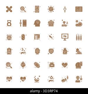 Professionnellement conçu 36 icônes vectorielles dans rempli, capturant l'essence de la santé avec une précision modifiable 256x256 pour la conception d'interface utilisateur. Illustration de Vecteur