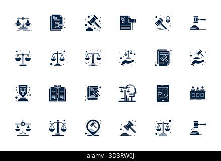 Explorez 24 icônes vectorielles alignées de pixels remplis en résolution haute résolution inspirées par verdict. Parfait pour les interfaces Web et d'application. Illustration de Vecteur
