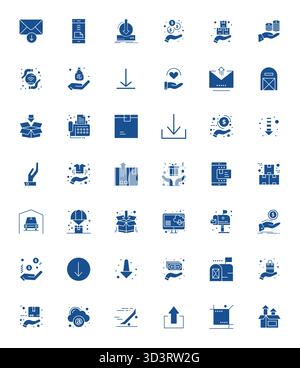 Un ensemble polyvalent de 42 icônes vectorielles pleines de PIXELS parfaites axées sur la réception, livrées dans un format Retina Ready net idéal pour les applications mobiles et Web Illustration de Vecteur