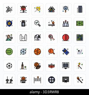 Professionnellement conçu 36 icônes vectorielles dans Filled Line, capturant l'essence du match avec une précision modifiable 128x128 pour la conception d'interface utilisateur. Illustration de Vecteur