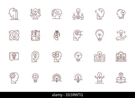Boîte à outils complète de 24 icônes vectorielles sur le thème de la conceptualisation, développée en Bold Line avec Retina Ready Pixel précision optimisée pour versa Illustration de Vecteur