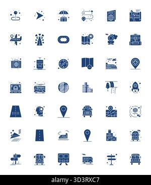 Collection avancée d'icônes vectorielles alignées de 42 pixels inspirées par Journey, conçues avec une optimisation 256x256 pour des performances visuelles supérieures. Illustration de Vecteur