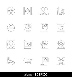 Pack leader de l'industrie de 16 icônes vectorielles Thin Line Grid adaptées pour l'Amérique du Nord, dimensionnées à 256x256 pour un rendu optimal et l'excellence de l'interface utilisateur Illustration de Vecteur
