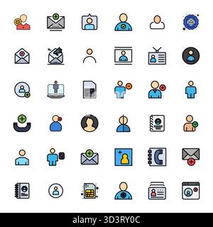 Un ensemble polyvalent de 36 icônes vectorielles optimisées Flat Line Filled Pixel axées sur Subscriber, livrées dans un format 128x128 net idéal pour les mobiles et le web Illustration de Vecteur