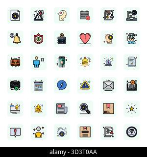 Collection contemporaine de 36 icônes vectorielles représentant important dans l'esthétique LineFilled, avec haute résolution détaillée résolution améliorée pour Mo Illustration de Vecteur