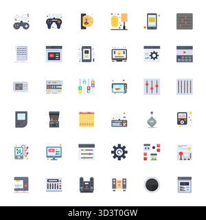 Ensemble sophistiqué de 36 icônes vectorielles plates pour les contrôles, conçu avec 256x256 affichage d'une clarté parfaite pour les applications professionnelles. Illustration de Vecteur