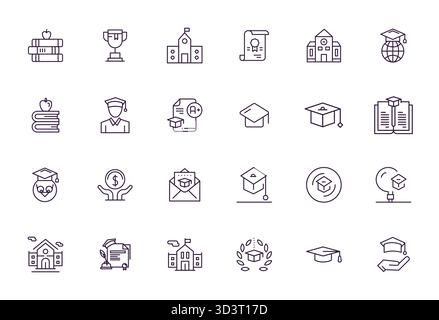 Soigneusement sélectionnés 24 icônes vectorielles Bold Line pour Scholarship, avec 128x128 PIXELS résolution parfaite pour une représentation cohérente de la marque et de l'utilisateur e Illustration de Vecteur