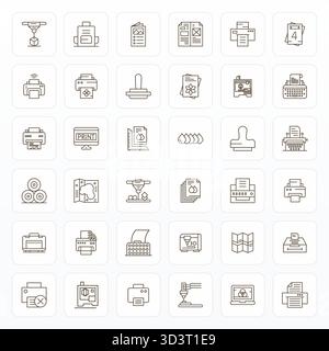 Pack stratégique avec 36 icônes vectorielles représentant l'impression au format Bold Line, optimisé avec une qualité modifiable 128x128 pour workflo professionnel Illustration de Vecteur