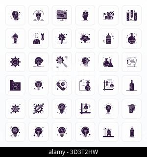 Icônes vectorielles 36 Glyph méticuleusement conçues pour la solution, livrées en qualité optimisée 64x64 Pixel pour des normes de conception sans compromis. Illustration de Vecteur