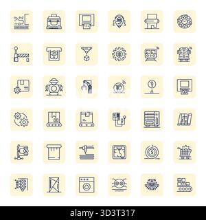 Collection Premium de 36 icônes vectorielles Regular Bold Outline pour Automated, méticuleusement conçues en résolution alignée 64x64 pixels pour une qualité visuelle supérieure Illustration de Vecteur