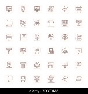 Intelligemment conçu 36 Detail icônes vectorielles améliorées inspirées par Billboard, créé au format Bold Outline régulier chez Retina prêt pour SMART et eff Illustration de Vecteur