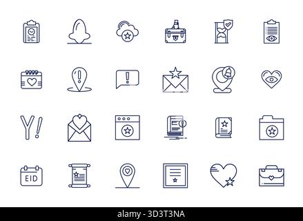 Pack organisé de 24 icônes vectorielles haute résolution dans la conception Bold Line, centrées autour de concepts importants avec Pixel Optimized Clarity. Illustration de Vecteur