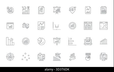 Cette collection comprend 28 icônes vectorielles Thin Line PIXEL Perfect adaptées au thème Trend, optimisées au format Retina Ready pour la conception numérique. Illustration de Vecteur