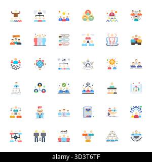 Collection de 36 icônes vectorielles parfaites de PIXEL plat pour les employés, conçues en format 256x256 pour la clarté et la polyvalence. Illustration de Vecteur