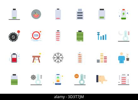 Pack organisé de 24 icônes vectorielles haute résolution dans un design plat, centré autour de Low concepts avec une clarté alignée par pixel. Illustration de Vecteur
