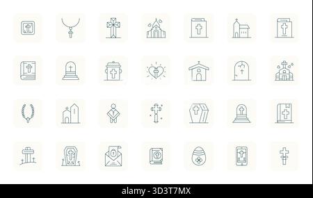 28 Thin Outline Display conçu par des experts icônes vectorielles parfaites pour le christianisme, conçues à une résolution 64x64 pour une intégration sans faille et performante Illustration de Vecteur