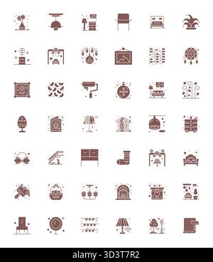 Ce pack d'icônes vectorielles de décor comprend 42 designs remplis au format Retina Ready Display Perfect, parfait pour améliorer les interfaces numériques. Illustration de Vecteur
