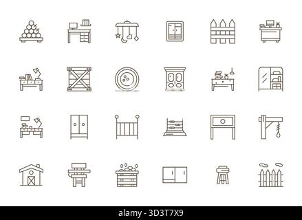 Astucieusement conçu 24 icônes vectorielles Bold Line Detail améliorées pour le bois, livrées au format Retina Ready pour une excellence visuelle constante. Illustration de Vecteur