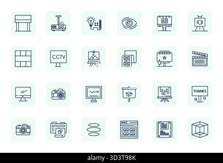 Télécharger 24 icônes vectorielles évolutives Regular Bold Outline conçues pour Visual, présentant une résolution 256x256 optimisée par pixel adaptée aux professionnels et Illustration de Vecteur