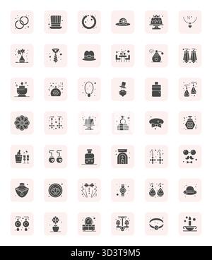 Boîte à outils complète de 42 icônes vectorielles sur le thème de l'élégance, développé en rempli de Retina Ready PIXEL Perfect Precision pour l'application de conception polyvalente Illustration de Vecteur