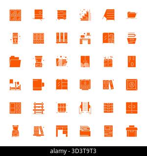 Collection premium de 36 icônes vectorielles remplies pour Cabinet, méticuleusement conçues en 256x256 résolution ajustée de grille pour un impact visuel supérieur. Illustration de Vecteur