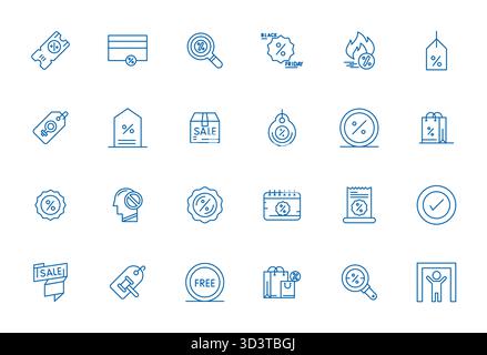 Pack Vector avec 24 icônes Bold Line Detail Enhanced inspirées par la liquidation, livrées en haute résolution, idéales pour les des évolutifs et créatifs Illustration de Vecteur