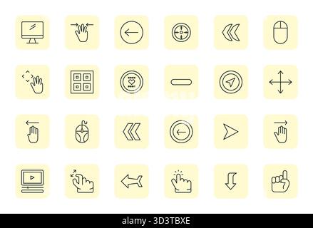 Pack organisé de 24 icônes vectorielles haute résolution dans la conception Bold Outline régulière, centré autour des concepts d'élément d'interface avec Display Perfect Clarit Illustration de Vecteur