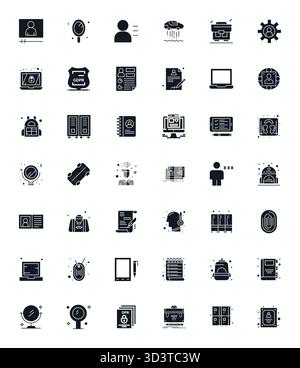 Soigneusement sélectionnés 42 icônes vectorielles remplies pour Personal, avec une résolution modifiable 128x128 pour une représentation cohérente de la marque et une expérience utilisateur. Illustration de Vecteur