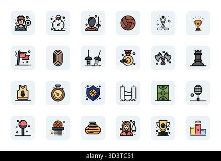 Collection exclusive de 24 icônes vectorielles LineFilled pour la concurrence, développée avec une résolution parfaite DE PIXEL haute résolution pour l'expérience de marque premium Illustration de Vecteur