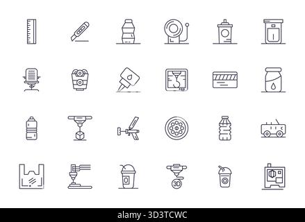 Astucieusement conçu 24 icônes vectorielles optimisées Bold Line Pixel pour le plastique, livré en format haute résolution pour une excellence visuelle constante. Illustration de Vecteur