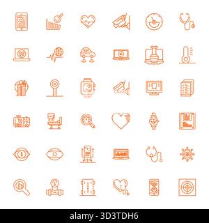 Pack stratégique avec 36 icônes vectorielles représentant la surveillance au format Bold Line, optimisé avec une qualité optimisée 64x64 Pixel pour les professionnels Illustration de Vecteur