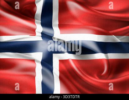 3D-Illustration d'un drapeau Svalbard et Jan Mayen - drapeau de tissu de tissage réaliste. Banque D'Images