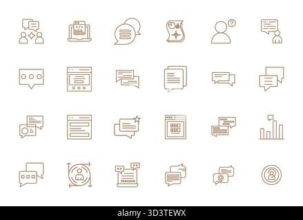 Collection exceptionnelle de 24 icônes vectorielles Bold Line pour les commentaires de l'utilisateur, livrée en 256x256 affichage résolution parfaite pour une excellence visuelle inégalée Illustration de Vecteur