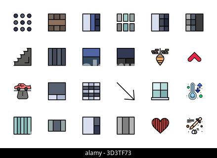 Icônes vectorielles remplies de 24 lignes méticuleusement conçues pour gradient, livrées en qualité modifiable 256x256 pour des normes de conception sans compromis. Illustration de Vecteur
