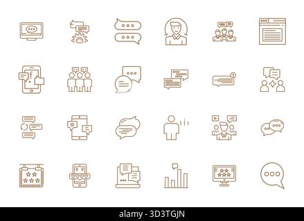 Collection exceptionnelle de 24 icônes vectorielles Bold Line pour commentaires, livrée en résolution alignée 256x256 pixels pour une excellence visuelle inégalée et Illustration de Vecteur