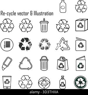 Durabilité, gestion des déchets et concept de style de vie respectueux de l'environnement Illustration de Vecteur