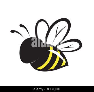 Simple stylisé vue latérale logo abeille illustration vectorielle mascotte au miel Illustration de Vecteur